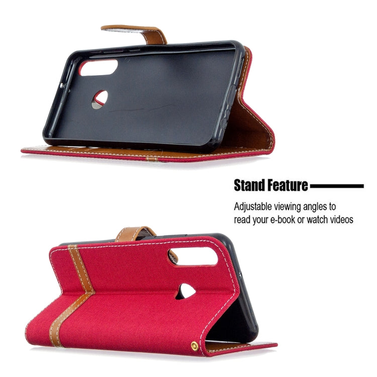 For Huawei Y6P Color Matching Denim Texture Horizontal Flip Leather Case with Holder & Card Slots & Wallet & Lanyard