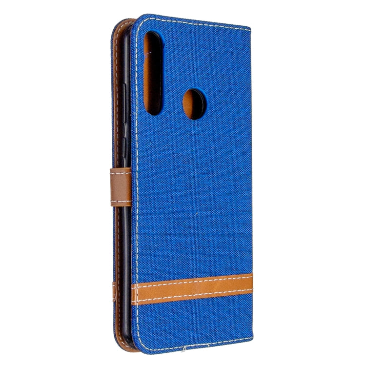 For Huawei Y6P Color Matching Denim Texture Horizontal Flip Leather Case with Holder & Card Slots & Wallet & Lanyard