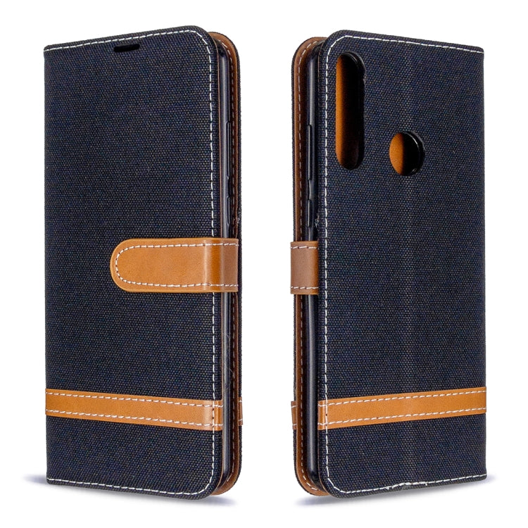 For Huawei Y6P Color Matching Denim Texture Horizontal Flip Leather Case with Holder & Card Slots & Wallet & Lanyard
