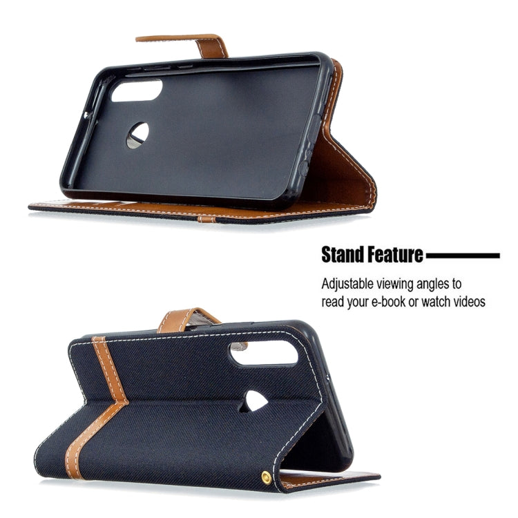 For Huawei Y6P Color Matching Denim Texture Horizontal Flip Leather Case with Holder & Card Slots & Wallet & Lanyard