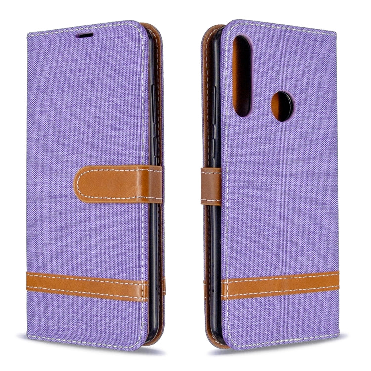 For Huawei Y6P Color Matching Denim Texture Horizontal Flip Leather Case with Holder & Card Slots & Wallet & Lanyard