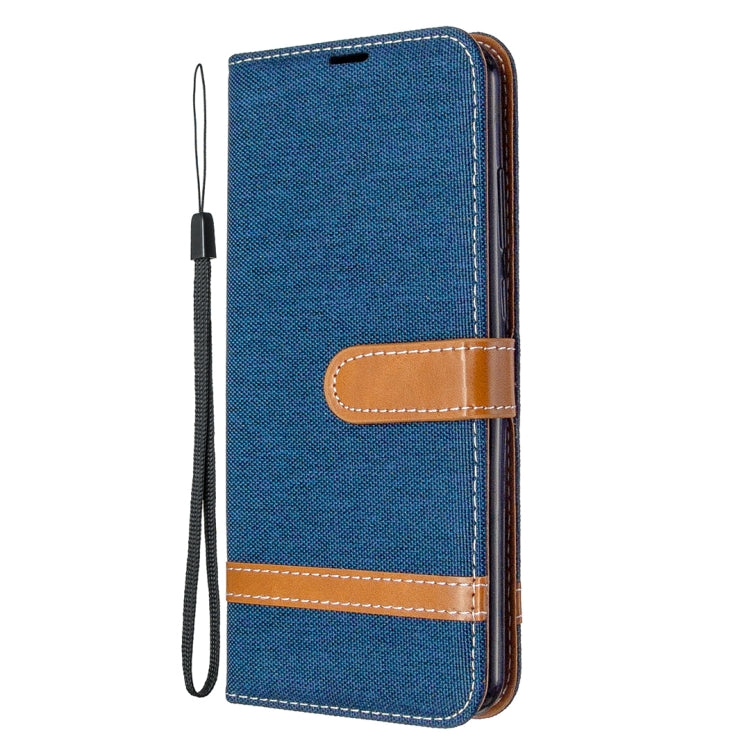 For Huawei Y6P Color Matching Denim Texture Horizontal Flip Leather Case with Holder & Card Slots & Wallet & Lanyard