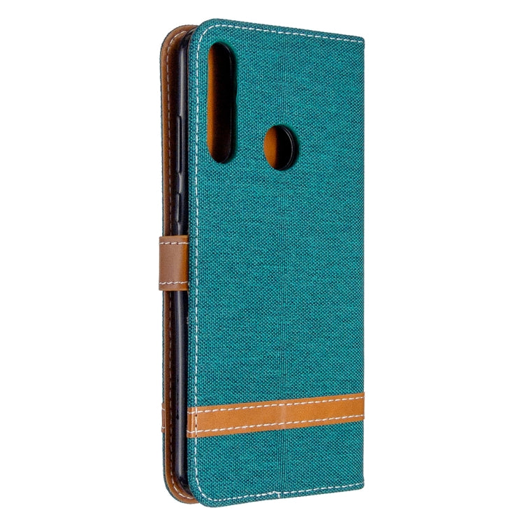 For Huawei Y6P Color Matching Denim Texture Horizontal Flip Leather Case with Holder & Card Slots & Wallet & Lanyard