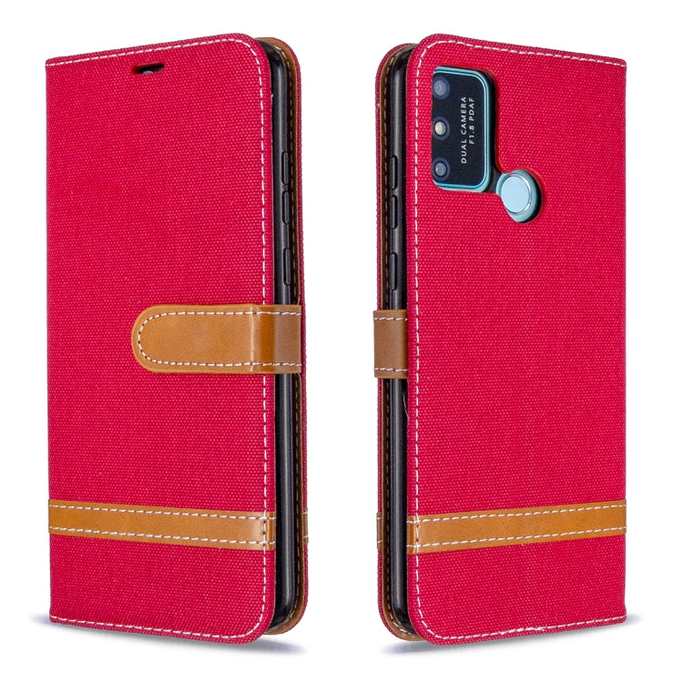 For Huawei Honor 9A Color Matching Denim Texture Horizontal Flip Leather Case with Holder & Card Slots & Wallet & Lanyard