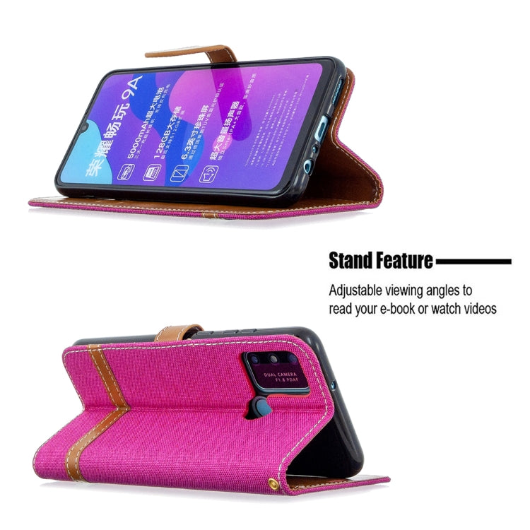 For Huawei Honor 9A Color Matching Denim Texture Horizontal Flip Leather Case with Holder & Card Slots & Wallet & Lanyard