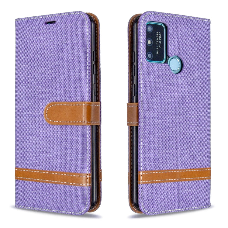 For Huawei Honor 9A Color Matching Denim Texture Horizontal Flip Leather Case with Holder & Card Slots & Wallet & Lanyard