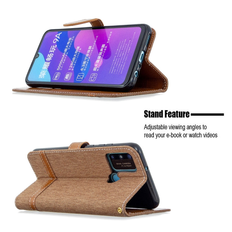 For Huawei Honor 9A Color Matching Denim Texture Horizontal Flip Leather Case with Holder & Card Slots & Wallet & Lanyard