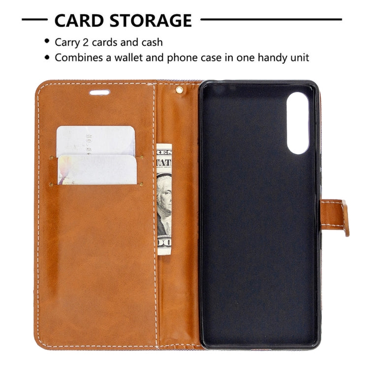 For Sony Xperia L4 Color Matching Denim Texture Horizontal Flip Leather Case with Holder & Card Slots & Wallet & Lanyard