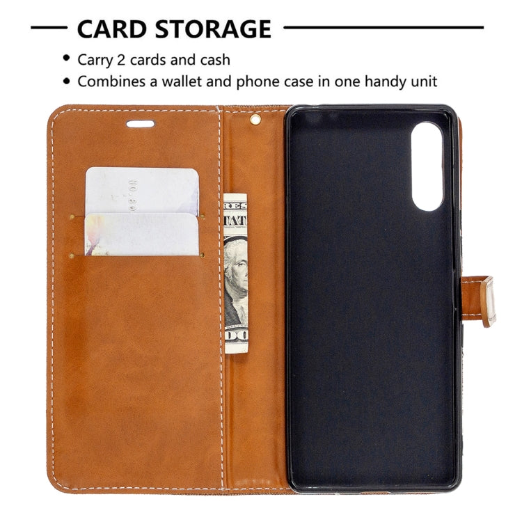 For Sony Xperia L4 Color Matching Denim Texture Horizontal Flip Leather Case with Holder & Card Slots & Wallet & Lanyard