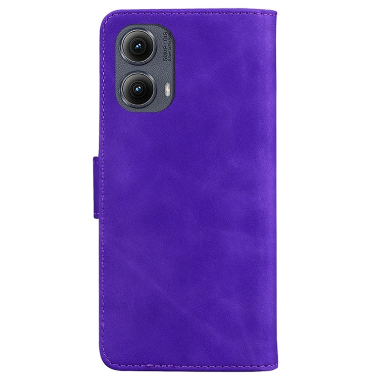 For Motorola Edge 2024 Skin Feel Pure Color Flip Leather Phone Case
