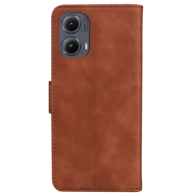 For Motorola Edge 2024 Skin Feel Pure Color Flip Leather Phone Case