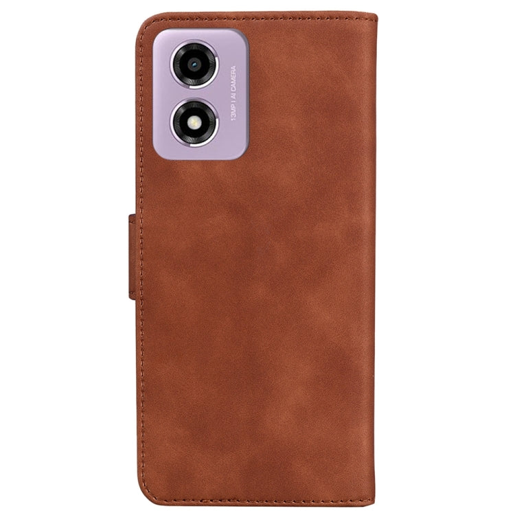 For Motorola Moto G04s / Moto E14 Skin Feel Pure Color Flip Leather Phone Case