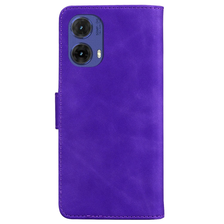 For Motorola Moto G85 Skin Feel Pure Color Flip Leather Phone Case