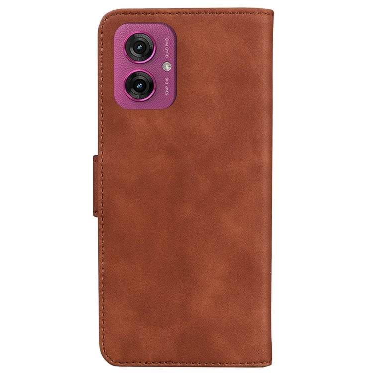 For Motorola Moto G55 Skin Feel Pure Color Flip Leather Phone Case