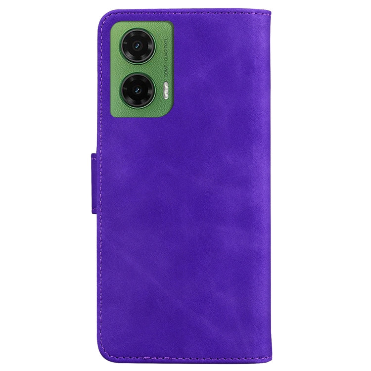 For Motorola Moto G35 Skin Feel Pure Color Flip Leather Phone Case