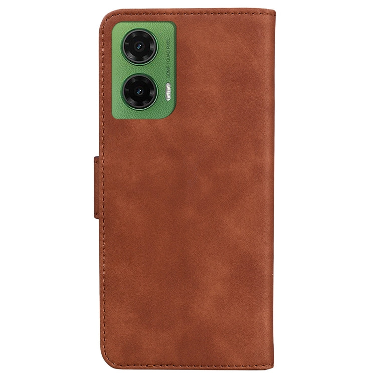 For Motorola Moto G35 Skin Feel Pure Color Flip Leather Phone Case