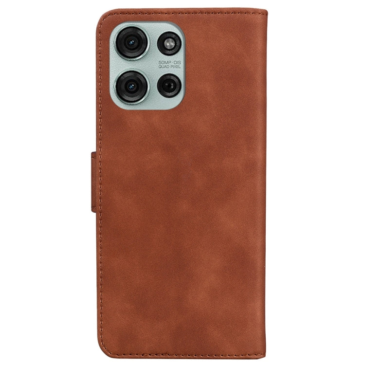 For Motorola Moto G75 5G Skin Feel Pure Color Flip Leather Phone Case
