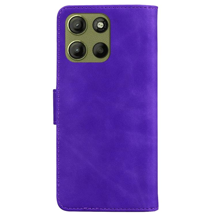 For Motorola Moto G15 Skin Feel Pure Color Flip Leather Phone Case