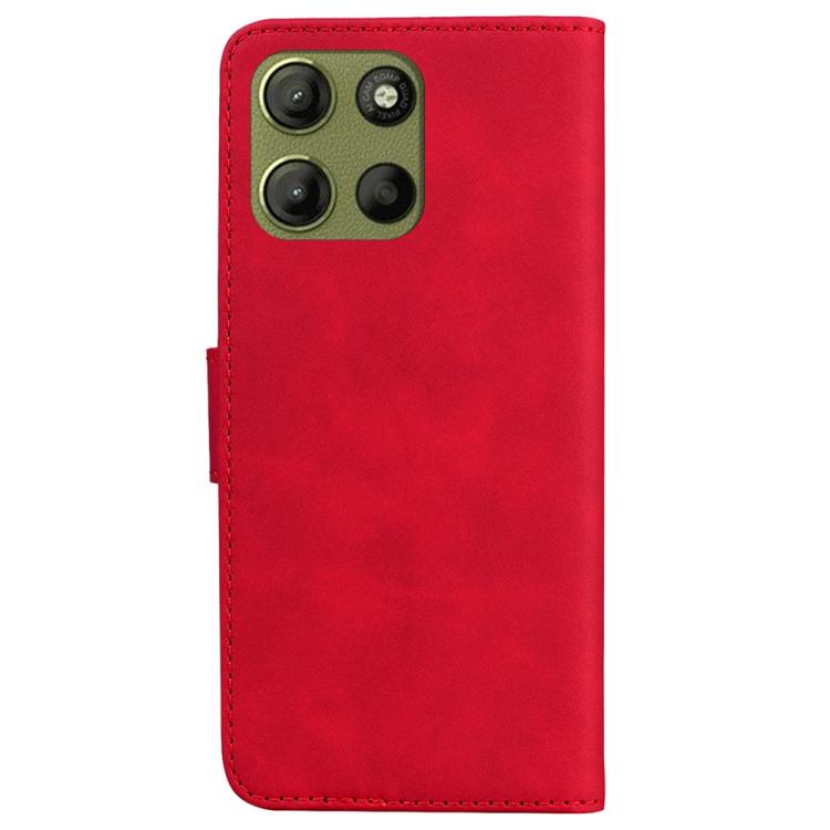 For Motorola Moto G15 Skin Feel Pure Color Flip Leather Phone Case