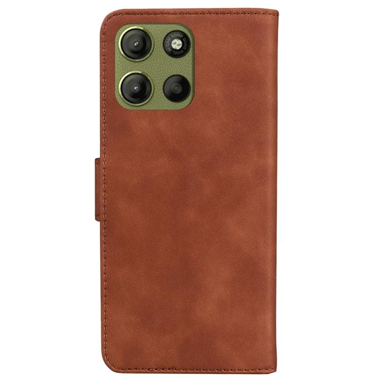 For Motorola Moto G15 Skin Feel Pure Color Flip Leather Phone Case