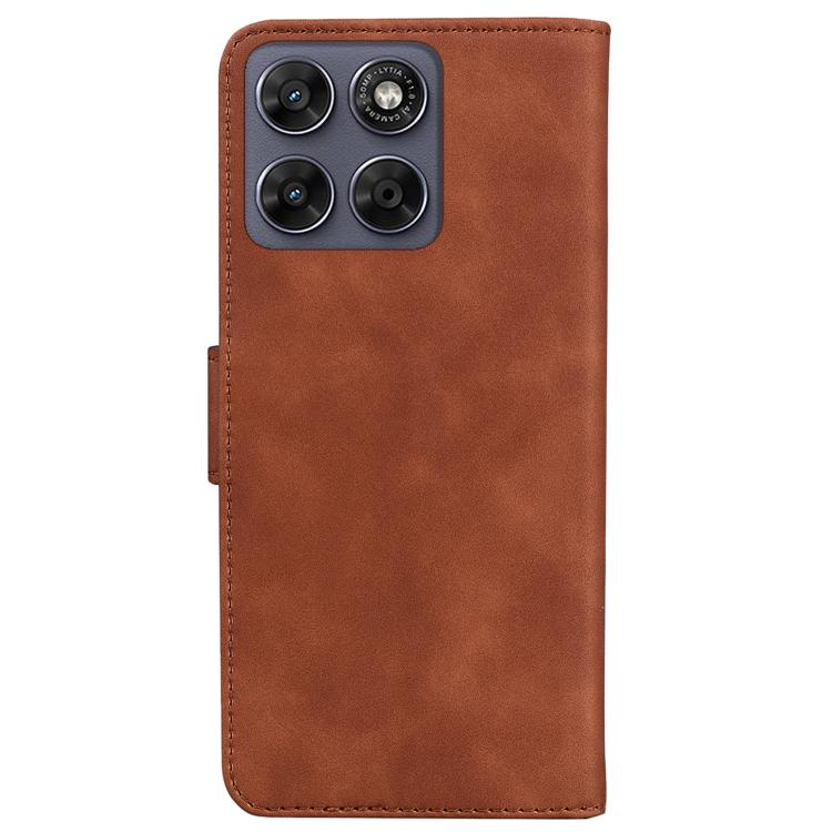 For Motorola Moto G67 5G / Moto G77 5G Skin Feel Pure Color Flip Leather Phone Case
