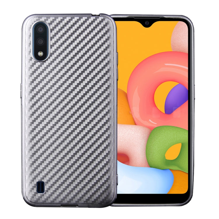 For Samsung Galaxy A01 Carbon Fiber Texture Shockproof TPU Protective Case