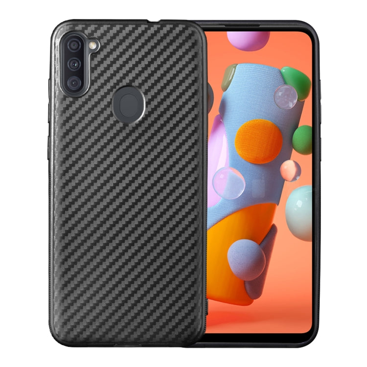 For Samsung Galaxy A11 Carbon Fiber Texture Shockproof TPU Protective Case