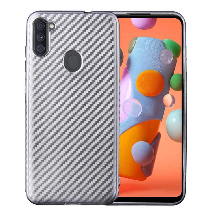 For Samsung Galaxy A11 Carbon Fiber Texture Shockproof TPU Protective Case