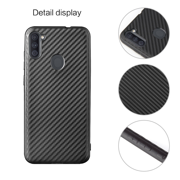 For Samsung Galaxy A11 Carbon Fiber Texture Shockproof TPU Protective Case