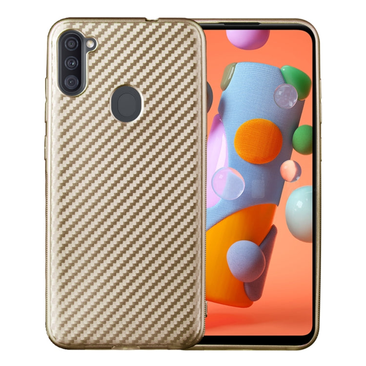 For Samsung Galaxy A11 Carbon Fiber Texture Shockproof TPU Protective Case