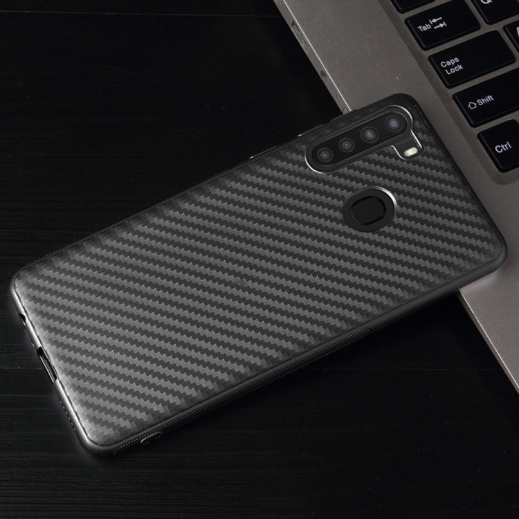 For Samsung Galaxy A21 Carbon Fiber Texture Shockproof TPU Protective Case