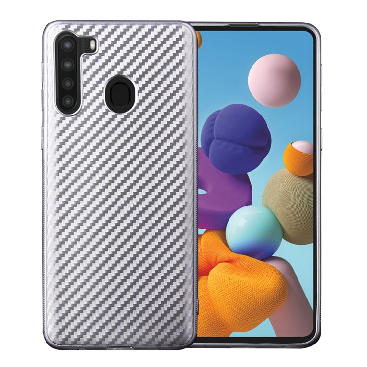 For Samsung Galaxy A21 Carbon Fiber Texture Shockproof TPU Protective Case