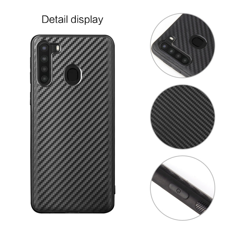 For Samsung Galaxy A21 Carbon Fiber Texture Shockproof TPU Protective Case