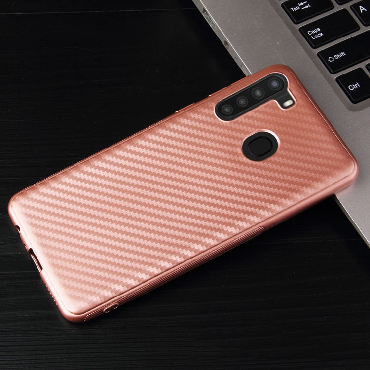 For Samsung Galaxy A21 Carbon Fiber Texture Shockproof TPU Protective Case