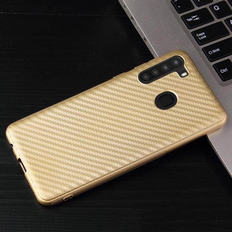 For Samsung Galaxy A21 Carbon Fiber Texture Shockproof TPU Protective Case