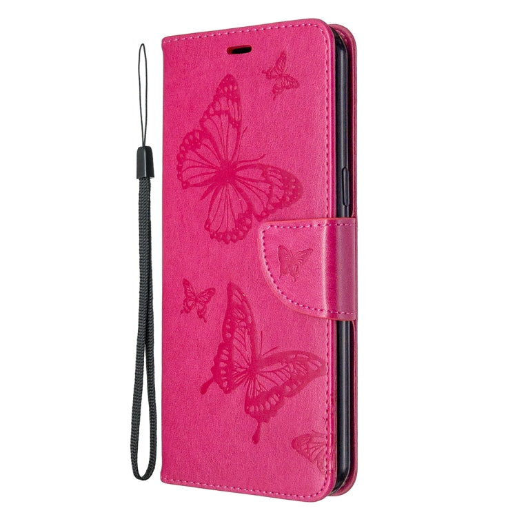 For LG K51 Two Butterflies Embossing Pattern Horizontal Flip Leather Case with Holder & Card Slot & Wallet & Lanyard