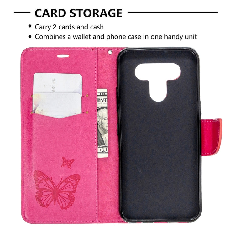 For LG K51 Two Butterflies Embossing Pattern Horizontal Flip Leather Case with Holder & Card Slot & Wallet & Lanyard
