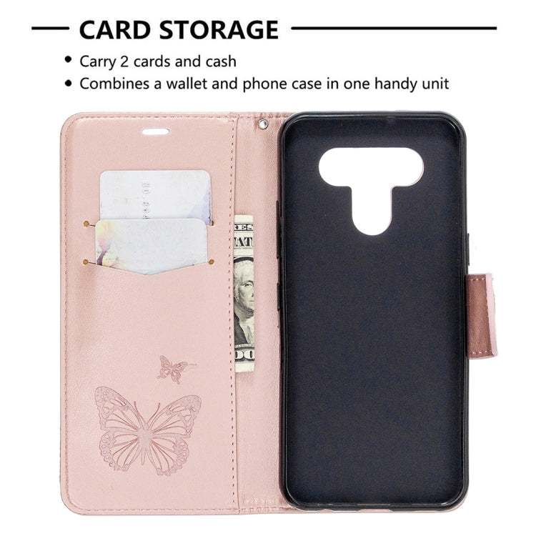 For LG K51 Two Butterflies Embossing Pattern Horizontal Flip Leather Case with Holder & Card Slot & Wallet & Lanyard