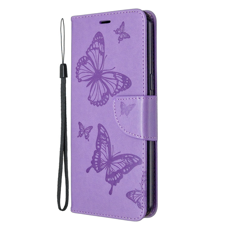 For LG K51 Two Butterflies Embossing Pattern Horizontal Flip Leather Case with Holder & Card Slot & Wallet & Lanyard