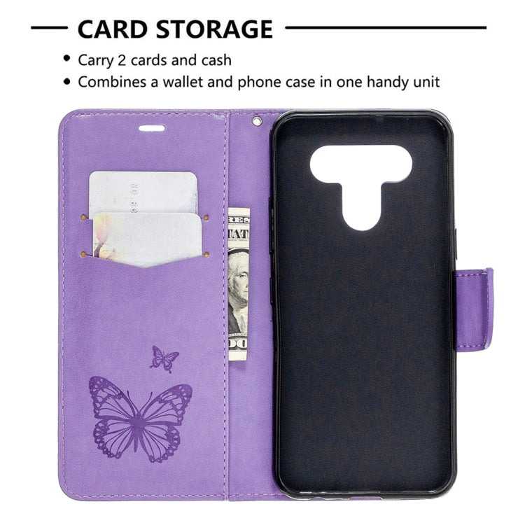 For LG K51 Two Butterflies Embossing Pattern Horizontal Flip Leather Case with Holder & Card Slot & Wallet & Lanyard
