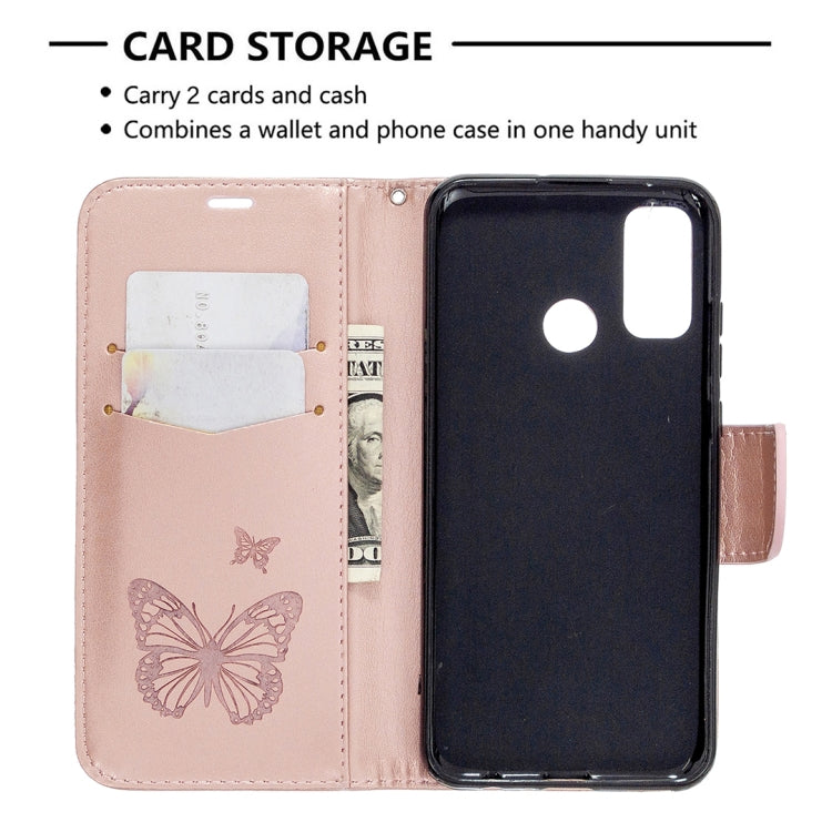 For Huawei P Smart (2020) Two Butterflies Embossing Pattern Horizontal Flip Leather Case with Holder & Card Slot & Wallet & Lanyard