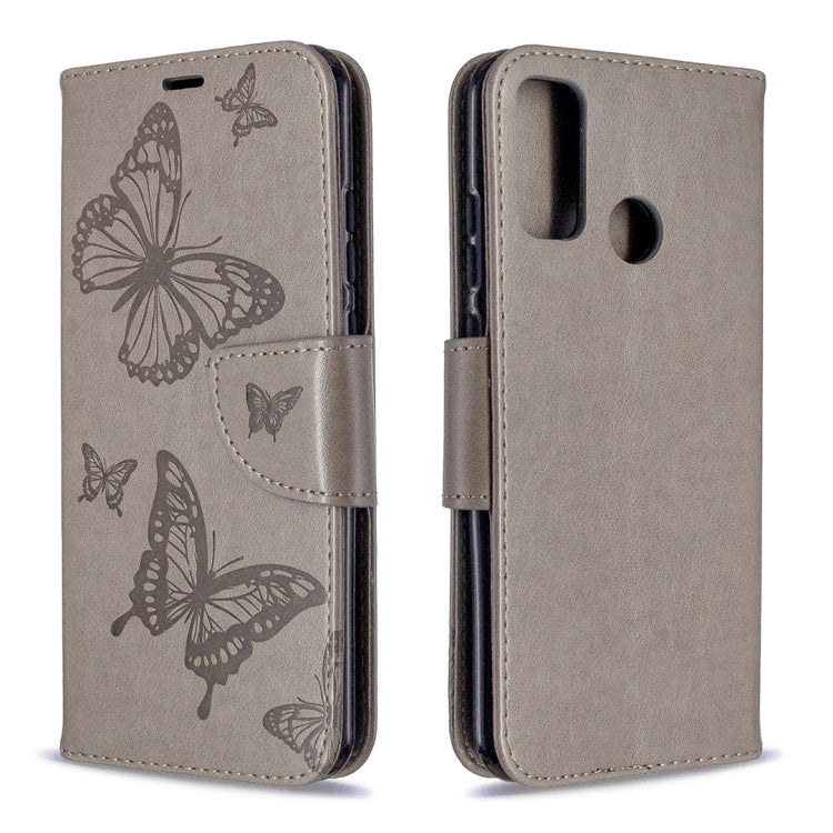 For Huawei P Smart (2020) Two Butterflies Embossing Pattern Horizontal Flip Leather Case with Holder & Card Slot & Wallet & Lanyard