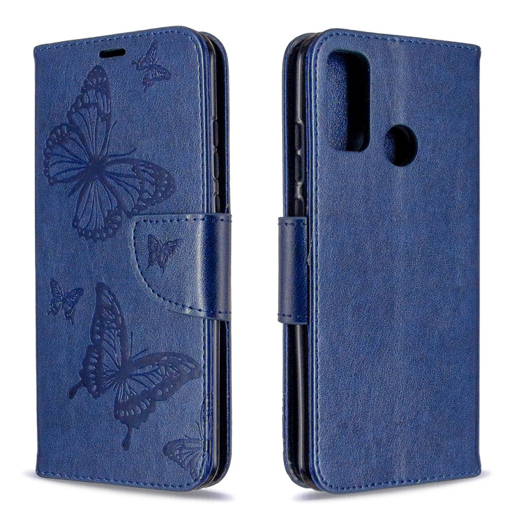 For Huawei P Smart (2020) Two Butterflies Embossing Pattern Horizontal Flip Leather Case with Holder & Card Slot & Wallet & Lanyard