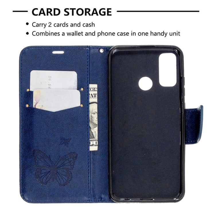 For Huawei P Smart (2020) Two Butterflies Embossing Pattern Horizontal Flip Leather Case with Holder & Card Slot & Wallet & Lanyard