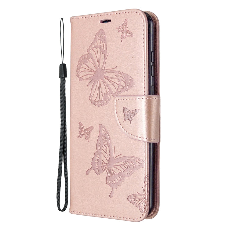 For Huawei Honor 9A Two Butterflies Embossing Pattern Horizontal Flip Leather Case with Holder & Card Slot & Wallet & Lanyard