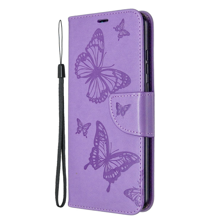 For Huawei Honor 9A Two Butterflies Embossing Pattern Horizontal Flip Leather Case with Holder & Card Slot & Wallet & Lanyard