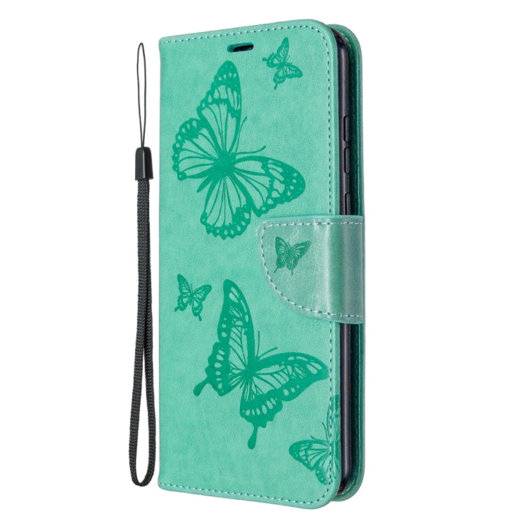 For Huawei Honor 9A Two Butterflies Embossing Pattern Horizontal Flip Leather Case with Holder & Card Slot & Wallet & Lanyard