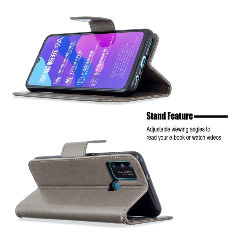 For Huawei Honor 9A Two Butterflies Embossing Pattern Horizontal Flip Leather Case with Holder & Card Slot & Wallet & Lanyard