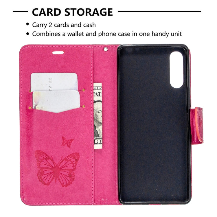For Sony Xperia L4 Two Butterflies Embossing Pattern Horizontal Flip Leather Case with Holder & Card Slot & Wallet & Lanyard