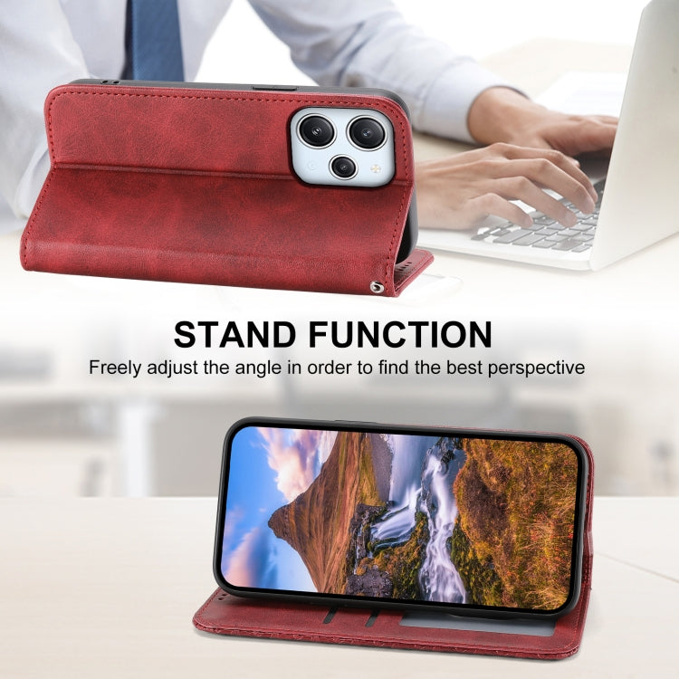 For Xiaomi Redmi 12 Cubic Grid Calf Texture Magnetic Leather Phone Case